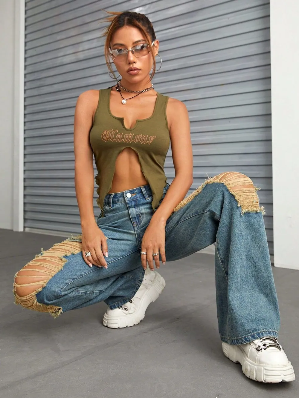 Distressed Wide Leg Jeans with Pockets, image 6