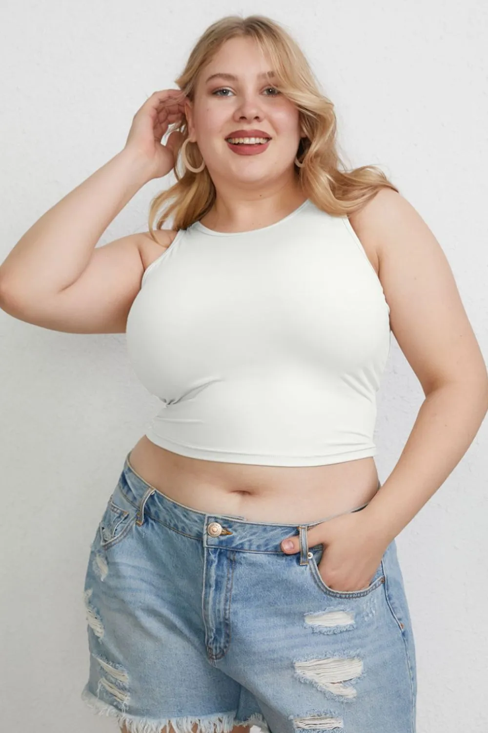 Full Size Round Neck Slim Tank, image 19