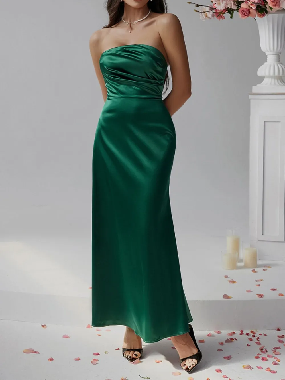 Ruched Tube Maxi Dress