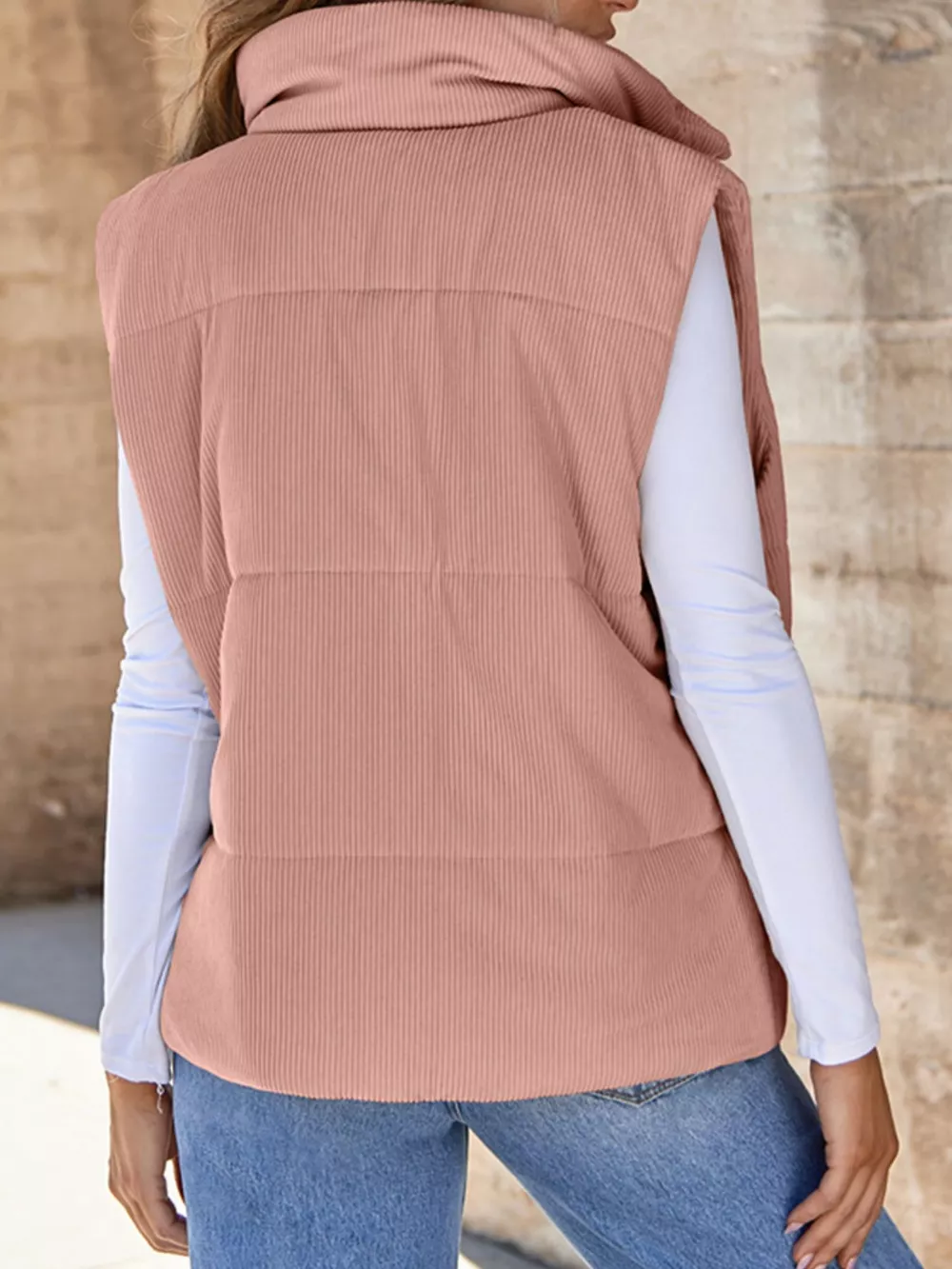 Corduroy Zip Up Vest Coat, image 12