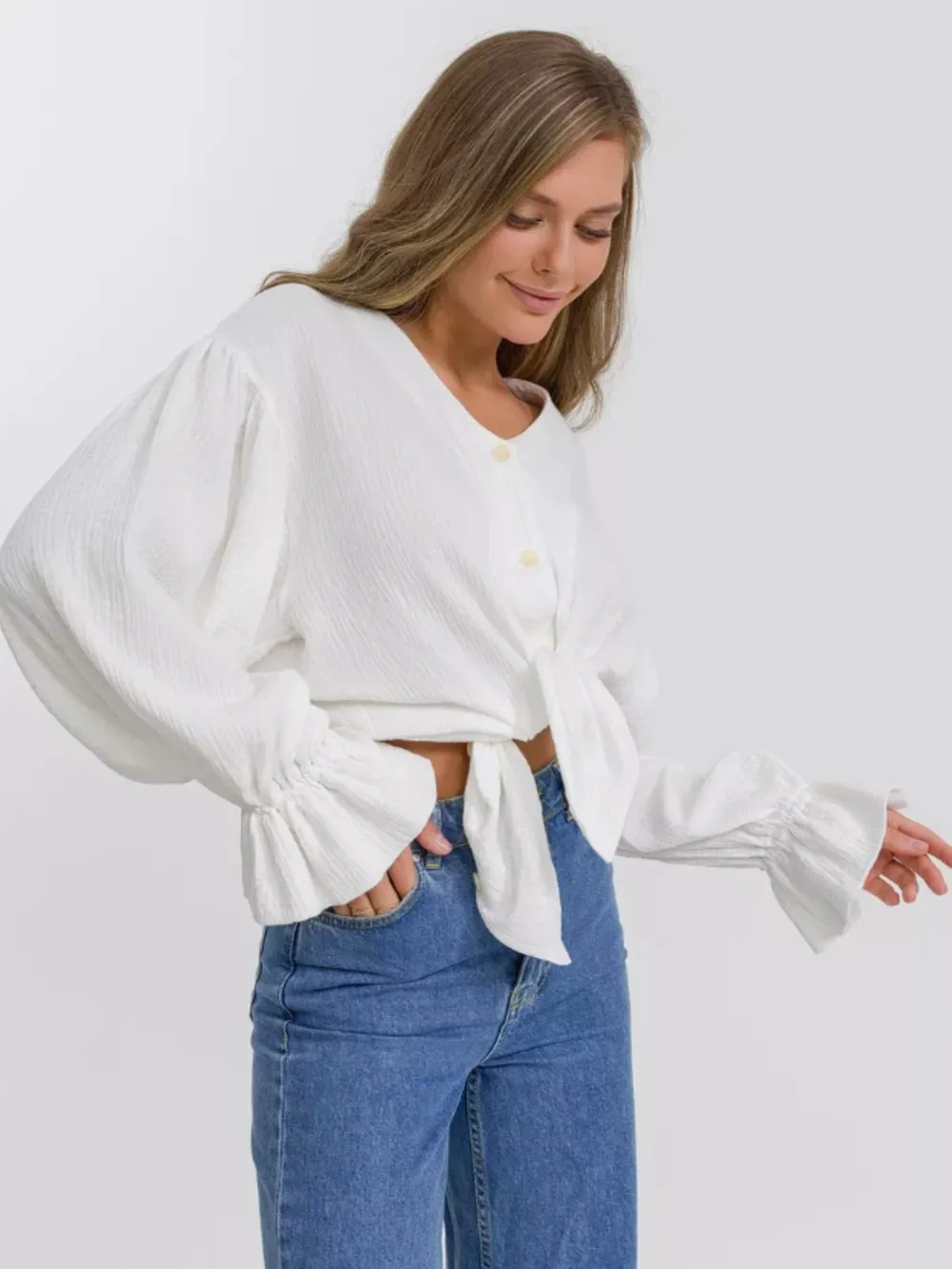 Button Up Flounce Sleeve Shirt, image 8