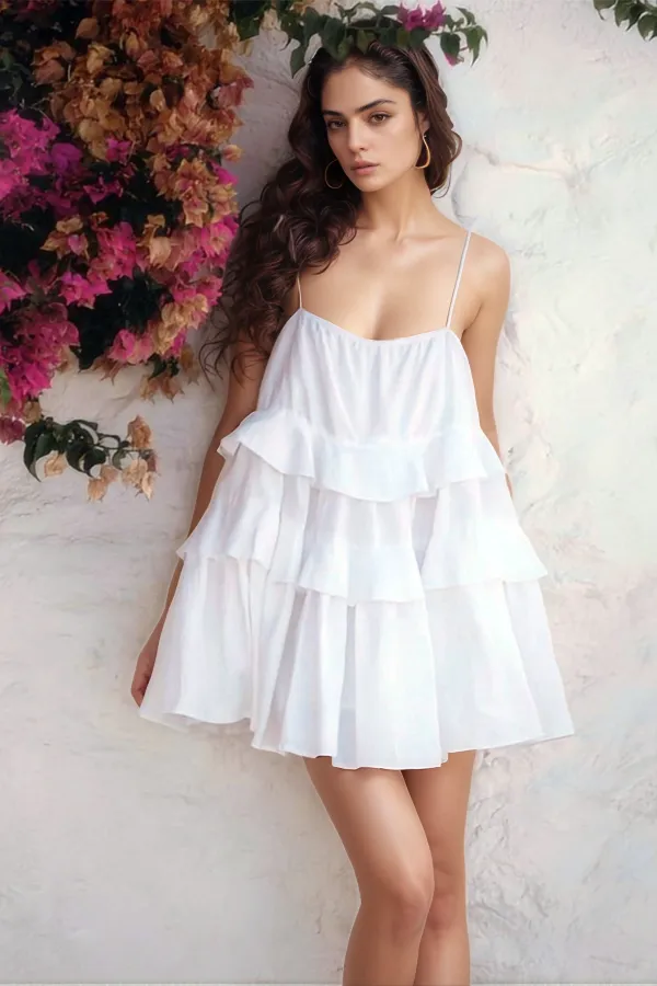 Ruffle Layered Tie Shoulder Cami Dress, image 13