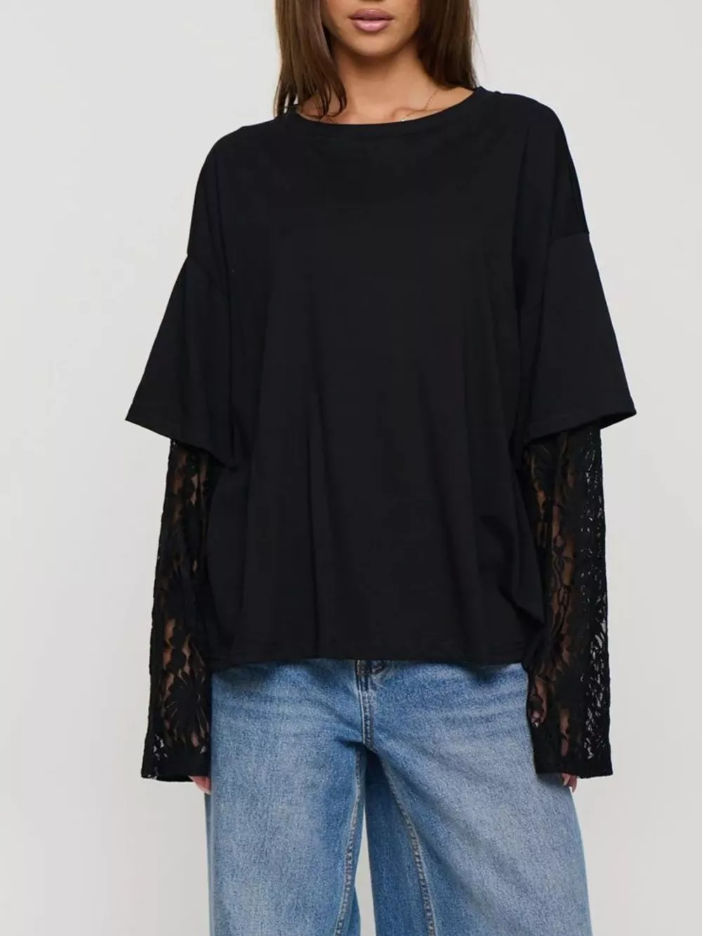 Layered Lace-Sleeve T-Shirt, image 10
