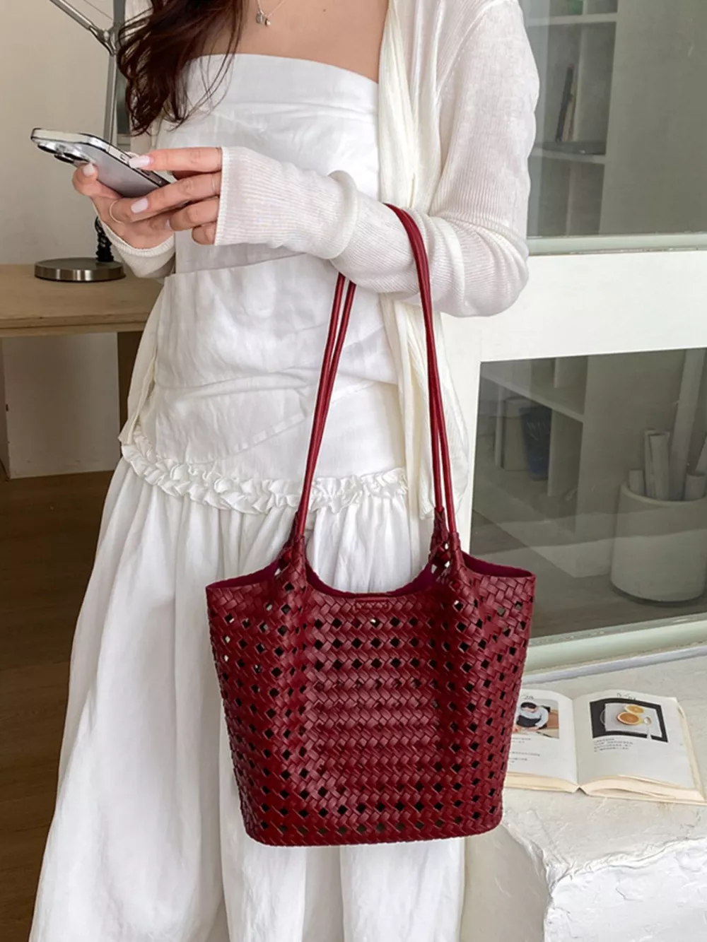 Woven Leather Shoulder Bag, image 6