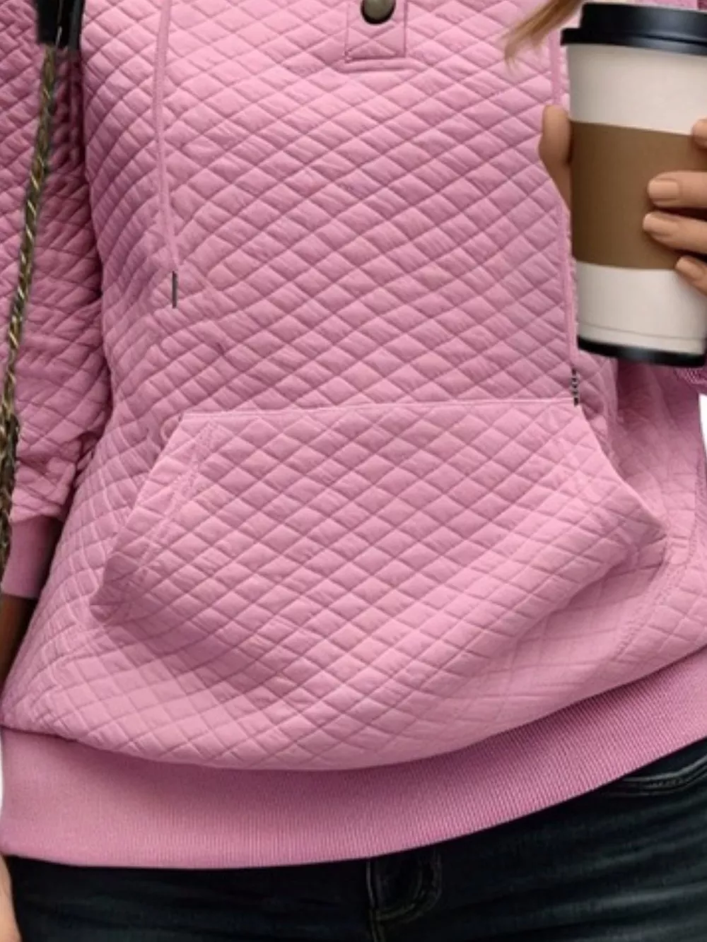 Drawstring Textured Dropped Shoulder Hoodie, image 13