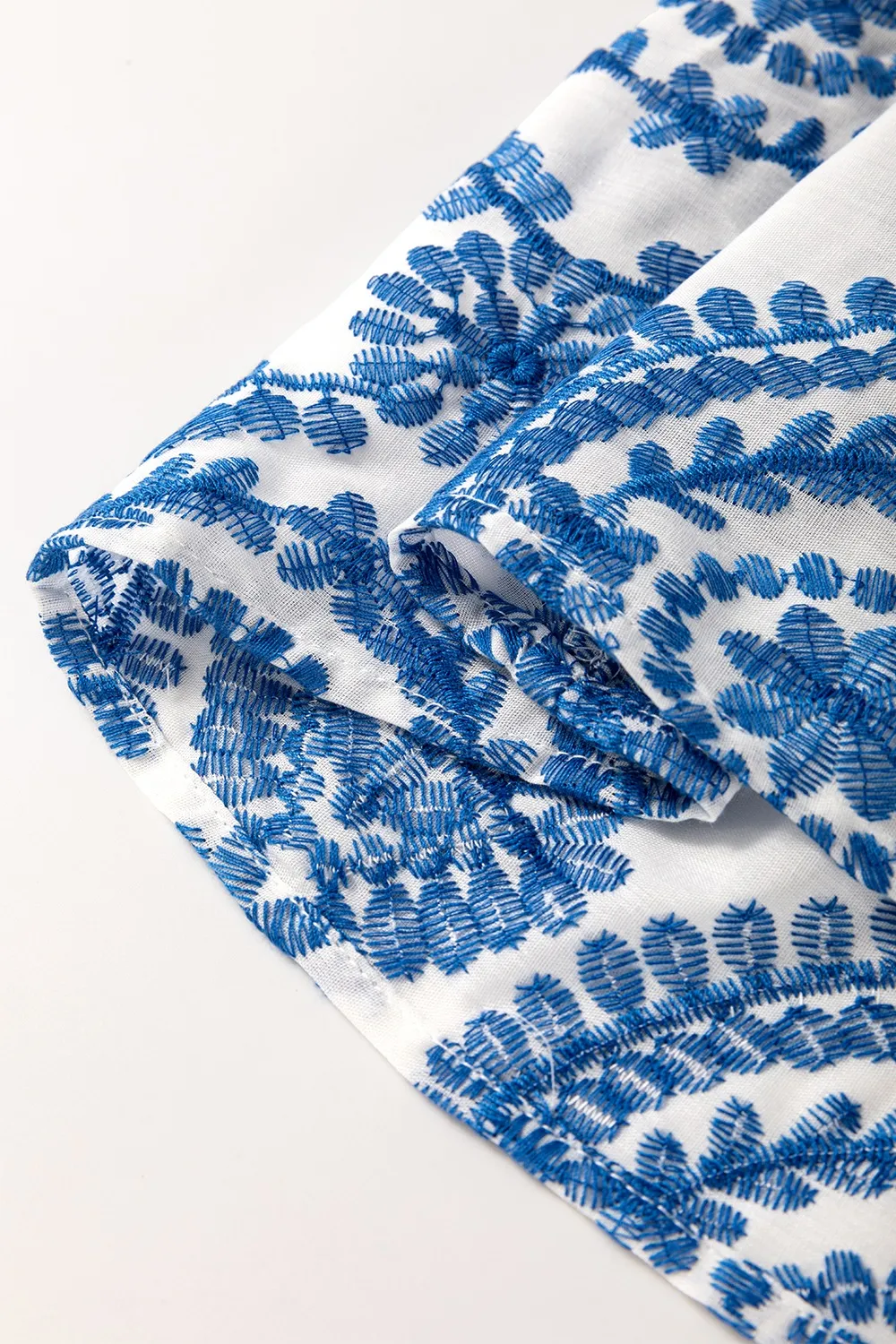 Boho Print Ruffled Cap Sleeve Crew Neck Blouse, image 6