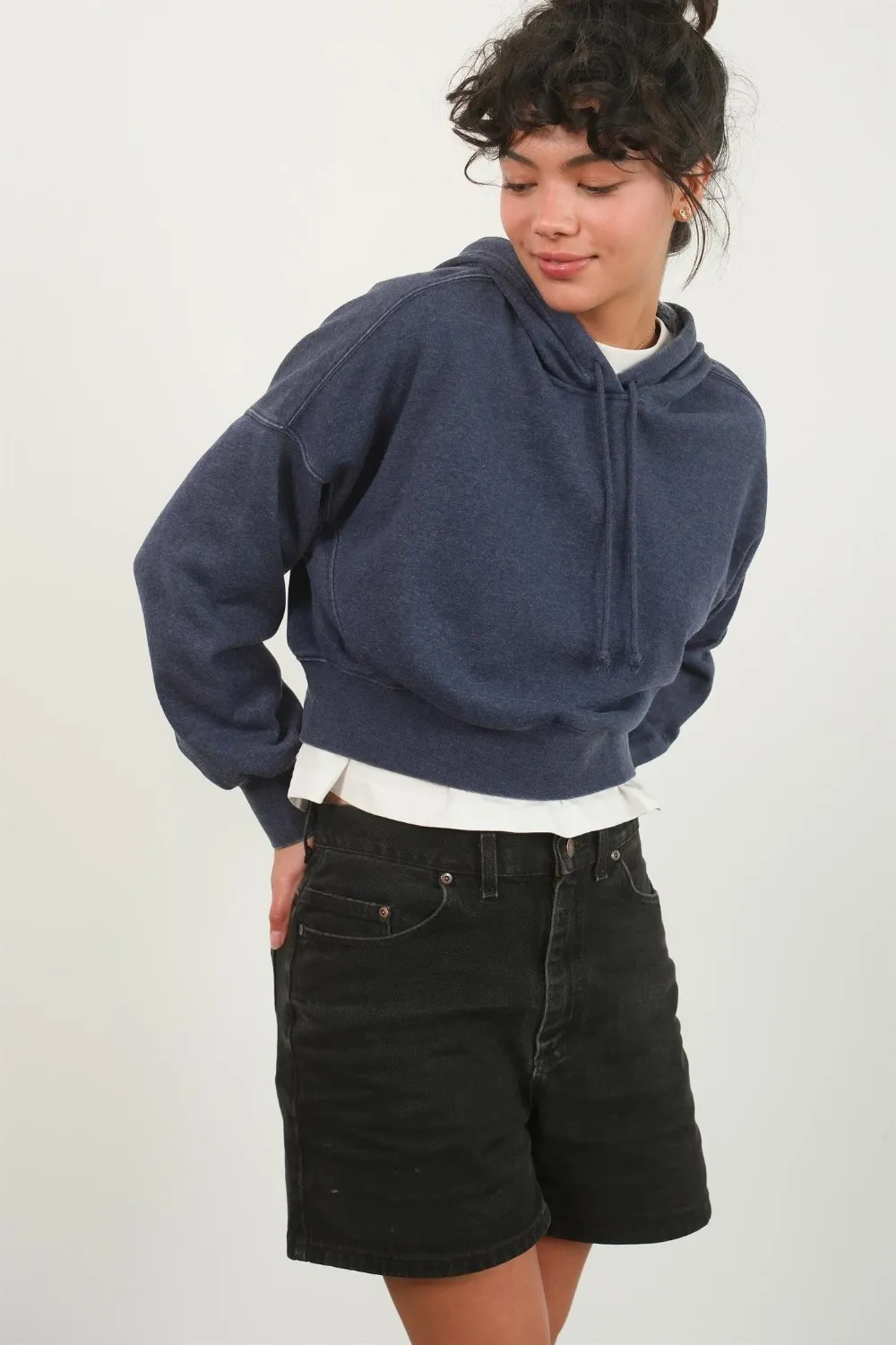 Drop Shoulder Cropped Hoodie, image 3