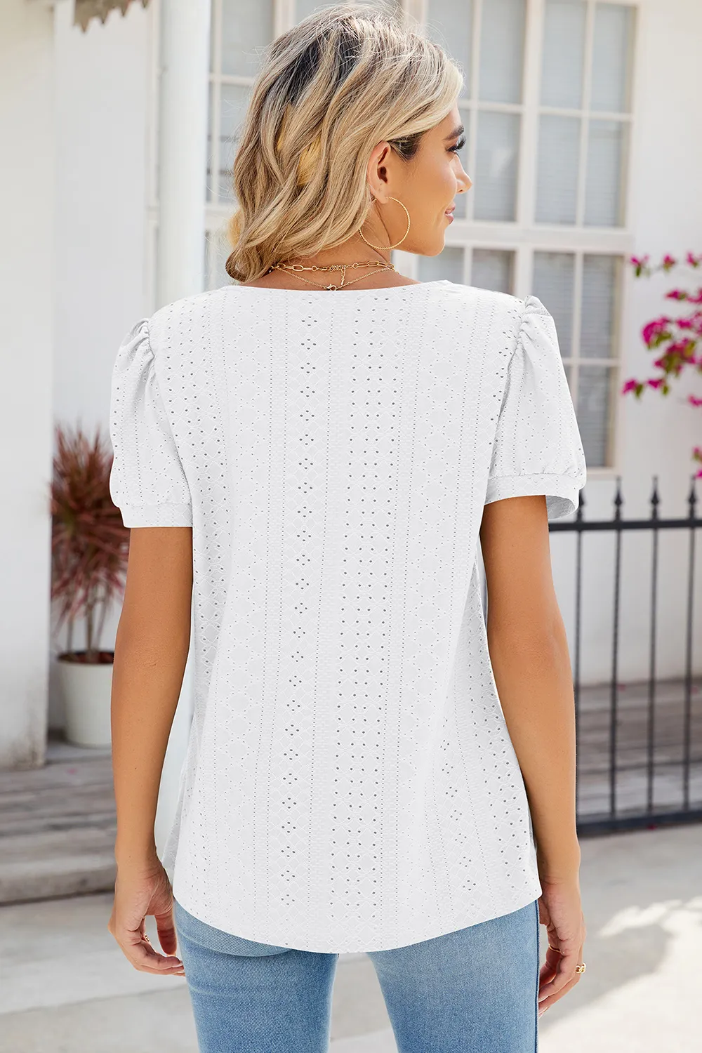 Eyelet Puff Sleeve T-Shirt, image 13