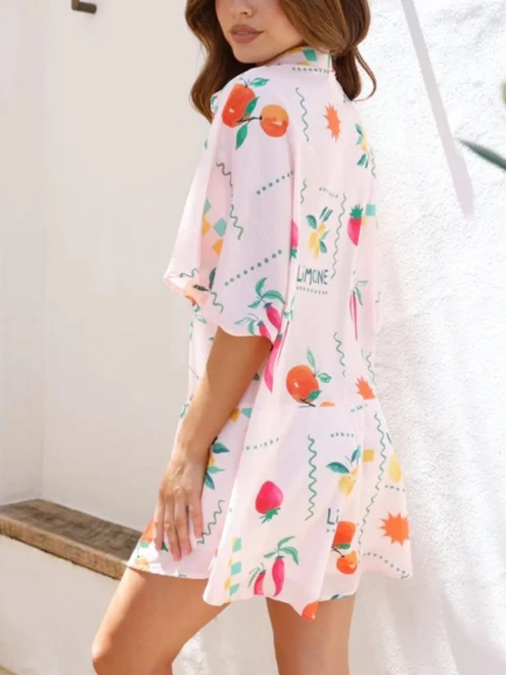 Printed Collared Neck Half Sleeve Romper, image 3