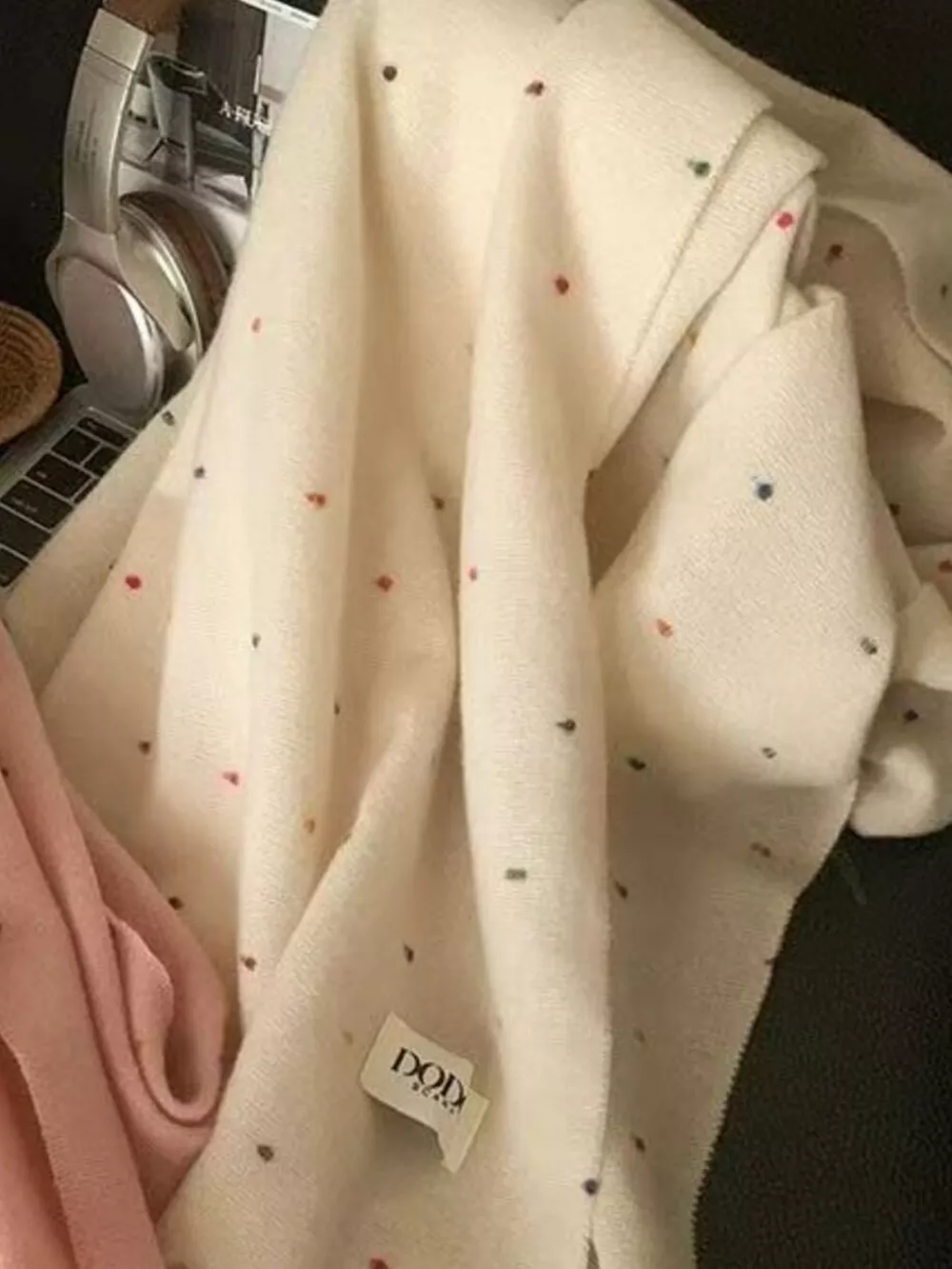 Polka Dot Fringe Scarf, image 4