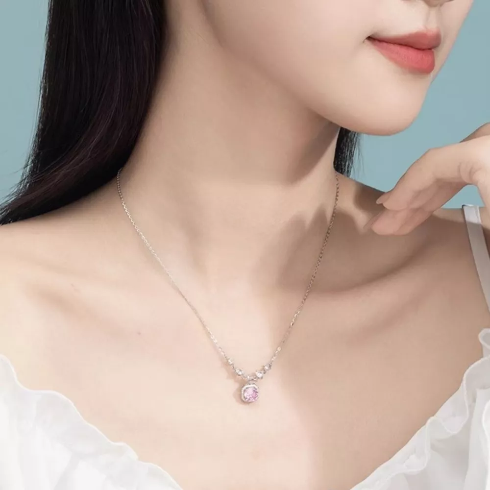 925 Sterling Silver Zircon Pendant Necklace, image 5
