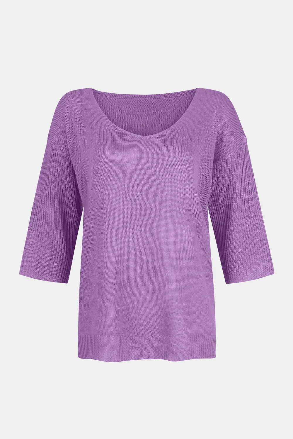 V-Neck Three-Quarter Sleeve Knit Top, image 20