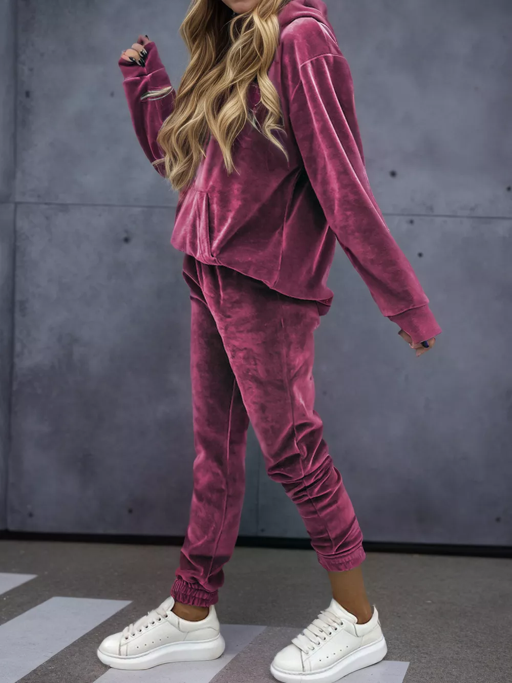 Velvet Long Sleeve Hoodie and Pants Set, image 2