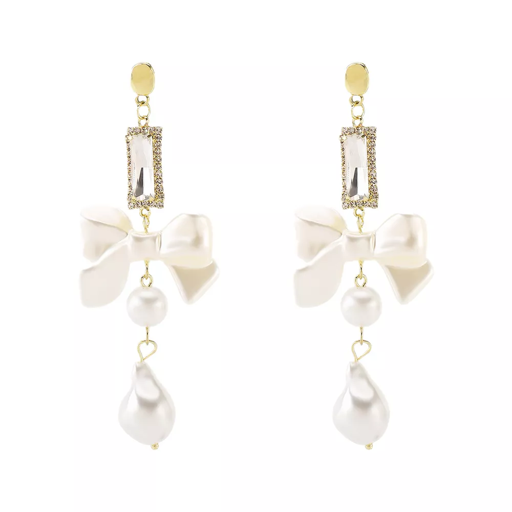 Bowknot Pearl Drop Earrings, image 5