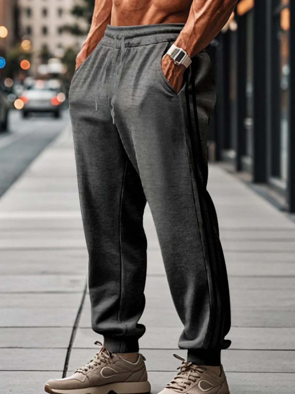 Men's Full Size Drawstring Pants With Pockets Plus Size, image 5