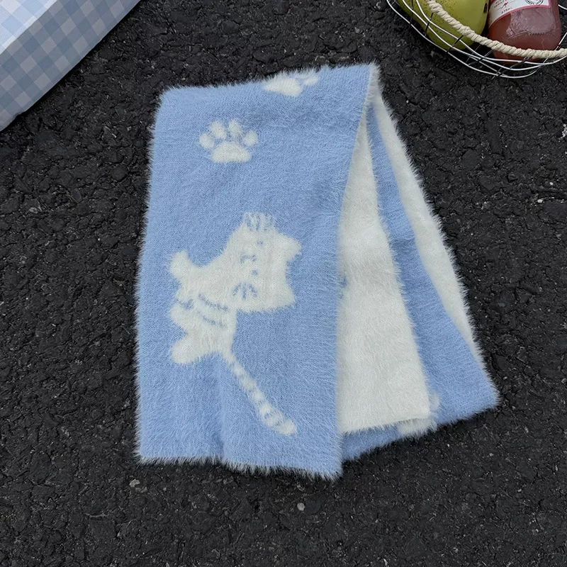 Cute Cat Paw Print Plush Scarf, image 6