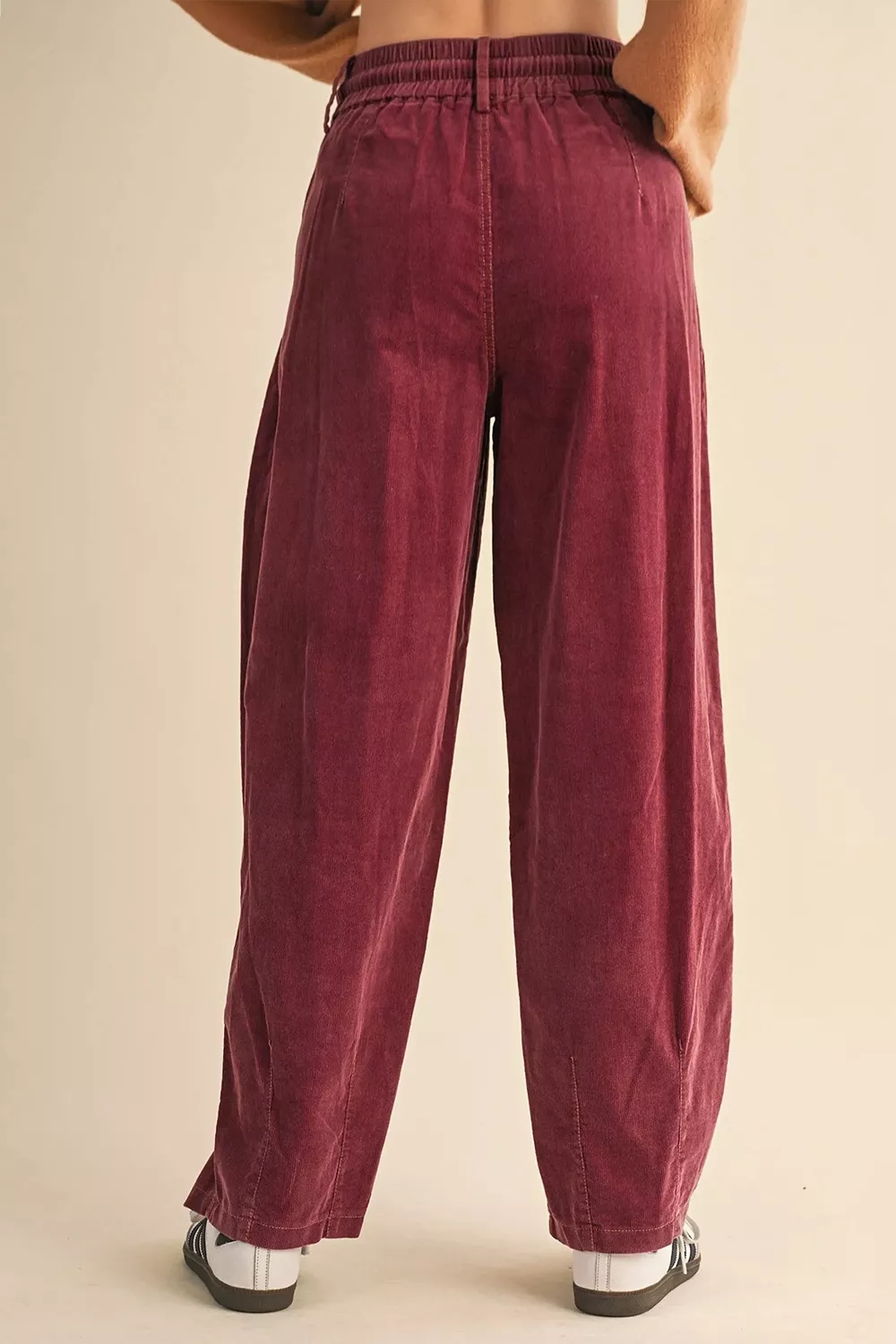 Elastic Waist Drawstring Corduroy Casual Pants, image 2