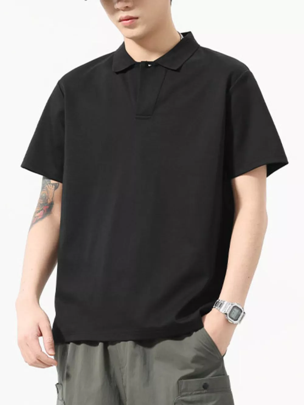 Men's Full Size Solid Color Casual Polo Shirt Plus Size, image 5