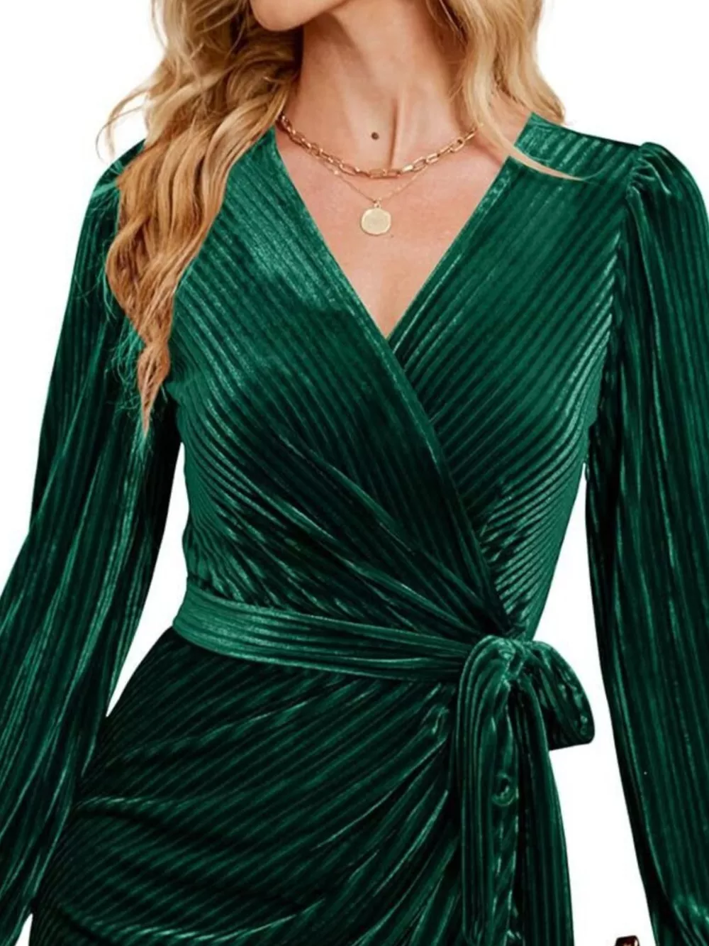 Surplice Long Sleeve Tie Waist Dress, image 10