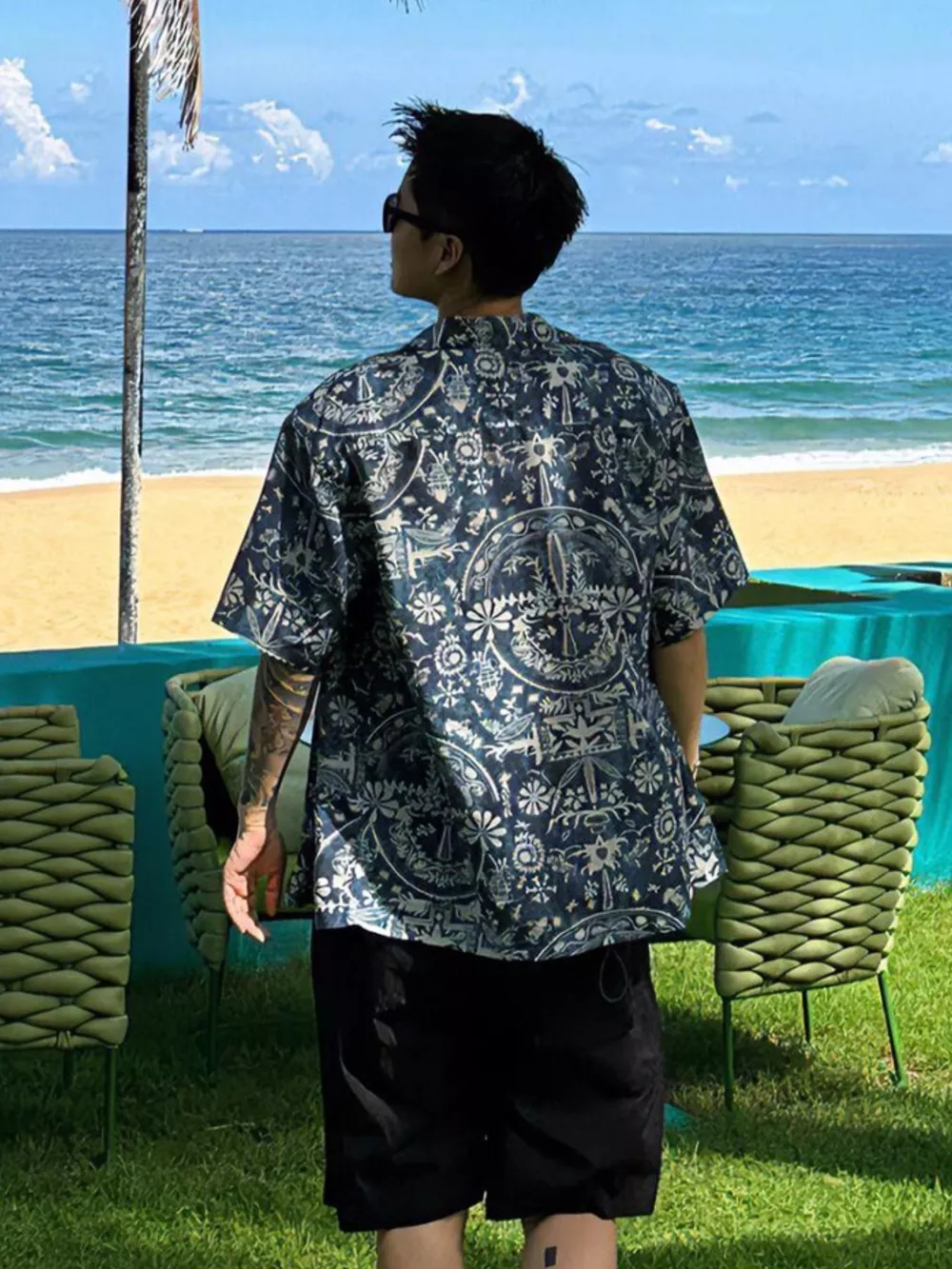 Men's Vintage Print Short Sleeve Shirt, image 4