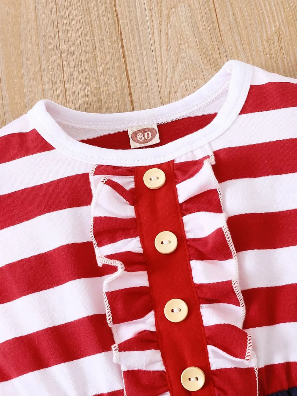 Striped & Stars Ruffled Round Neck Cap Sleeve Dress, image 4