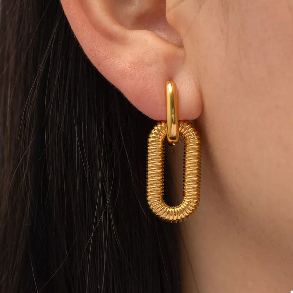 Geometric Link Drop Earrings, image 6