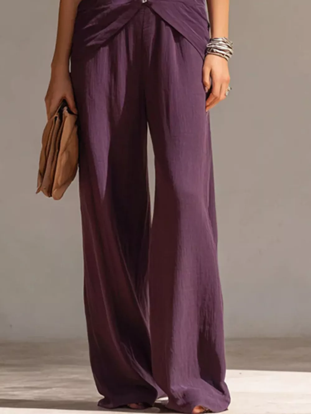 Full Size Zipper Front Tank and Wide-Leg Pants Set Plus Size, image 4