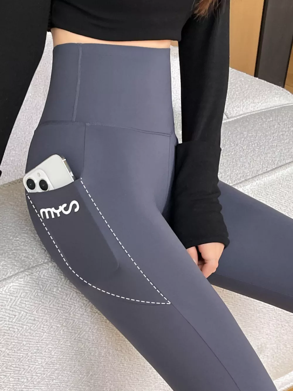 High-Waisted Tummy Control Active Leggings with Side Pockets, image 8