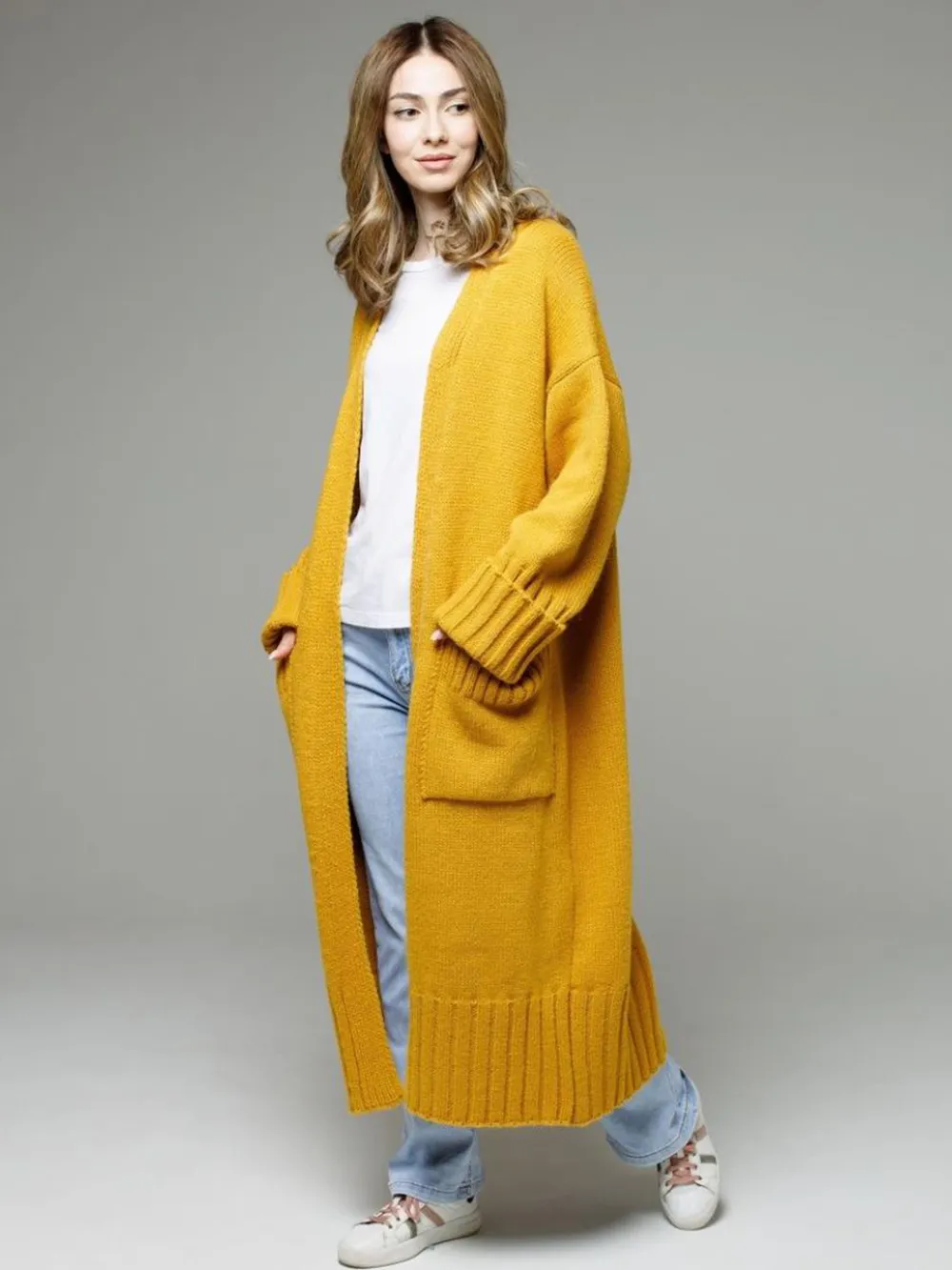 Pocketed Open Front Dropped Shoulder Cardigan, image 12