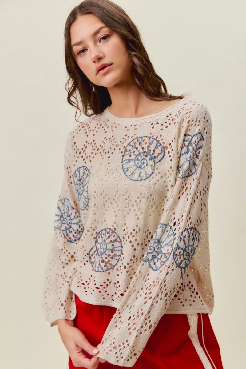 Seashell Lightweight Sweater Top, image 5