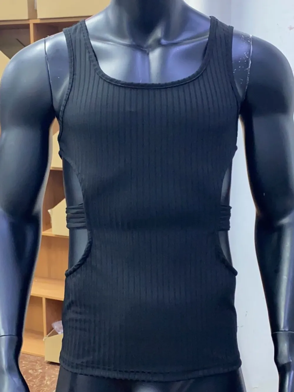 Men's Side Cutout Round Neck Tank, image 5
