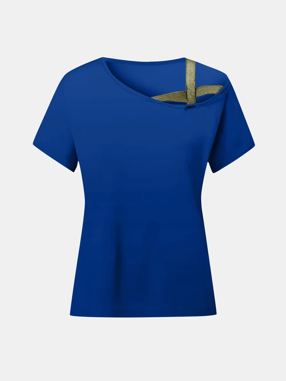 Asymmetrical Neck Short Sleeve T-Shirt, image 13
