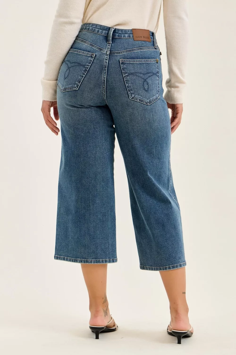 High Waist "Dottie" Wide Crop Md Quarry Fade Jeans, image 5