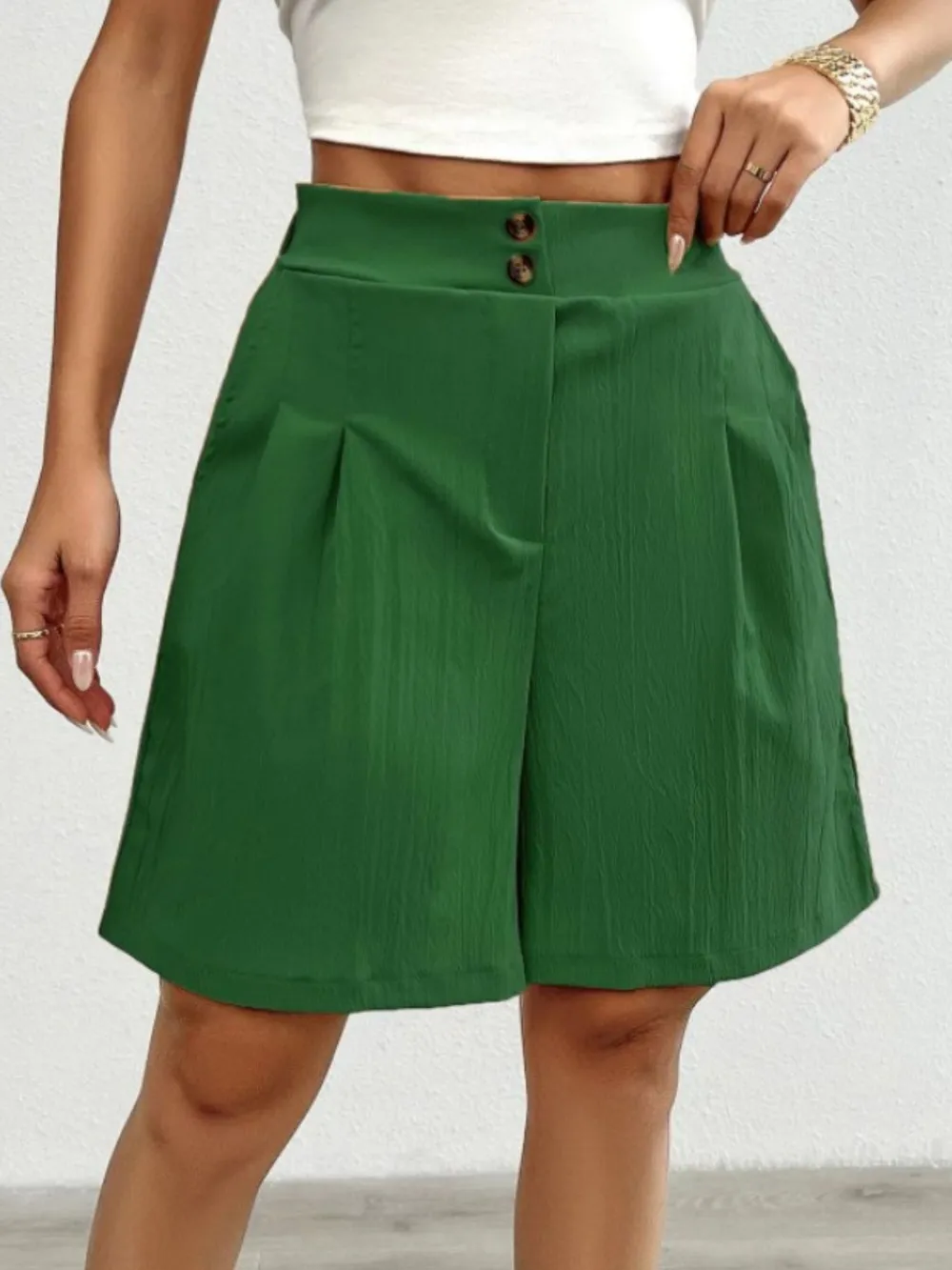 High-Waisted Pleated Shorts, image 5