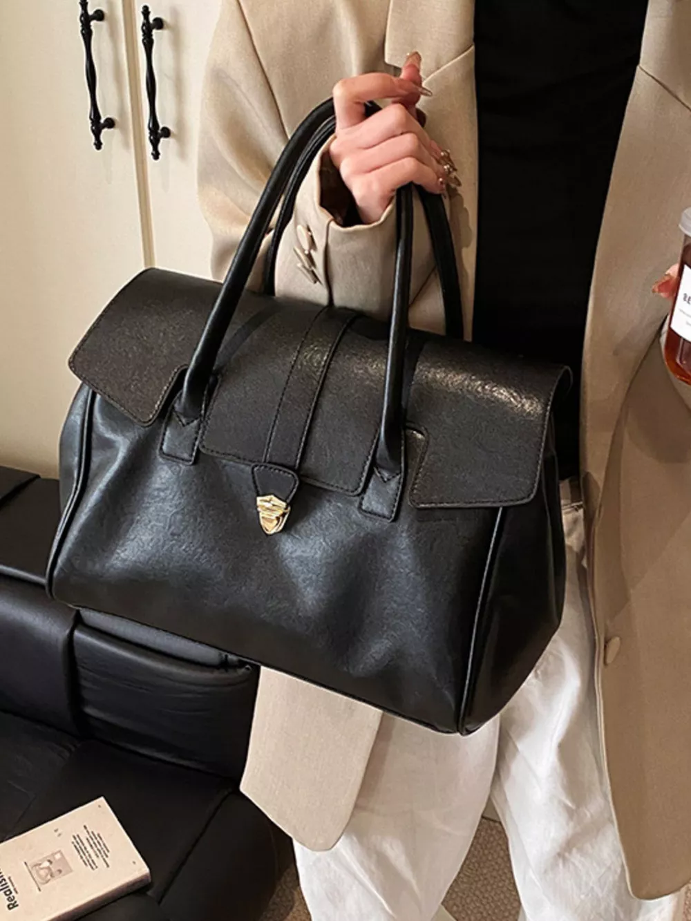 Buckle PU Leather Handbag, image 2
