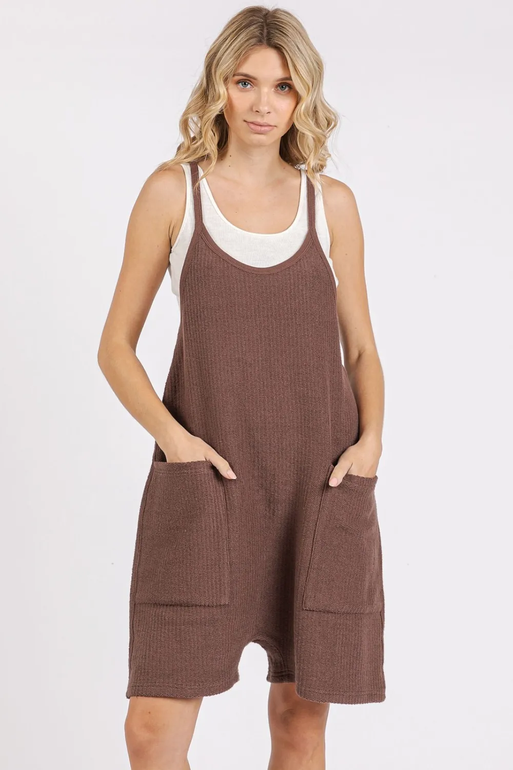 Scoop Neck Spaghetti Strap Overalls with Pockets, image 2