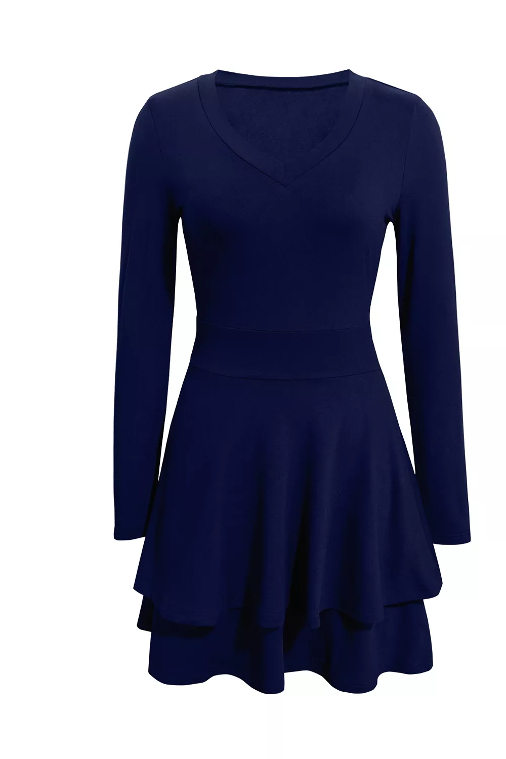 Layered Long Sleeve V-Neck Mini Dress, image 12