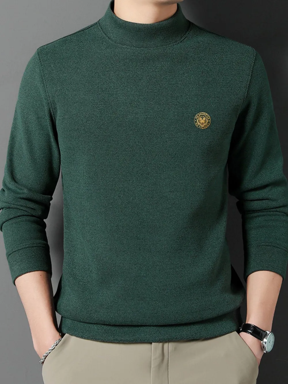 Men's Plus Size Mock Neck Long Sleeve Top, image 8
