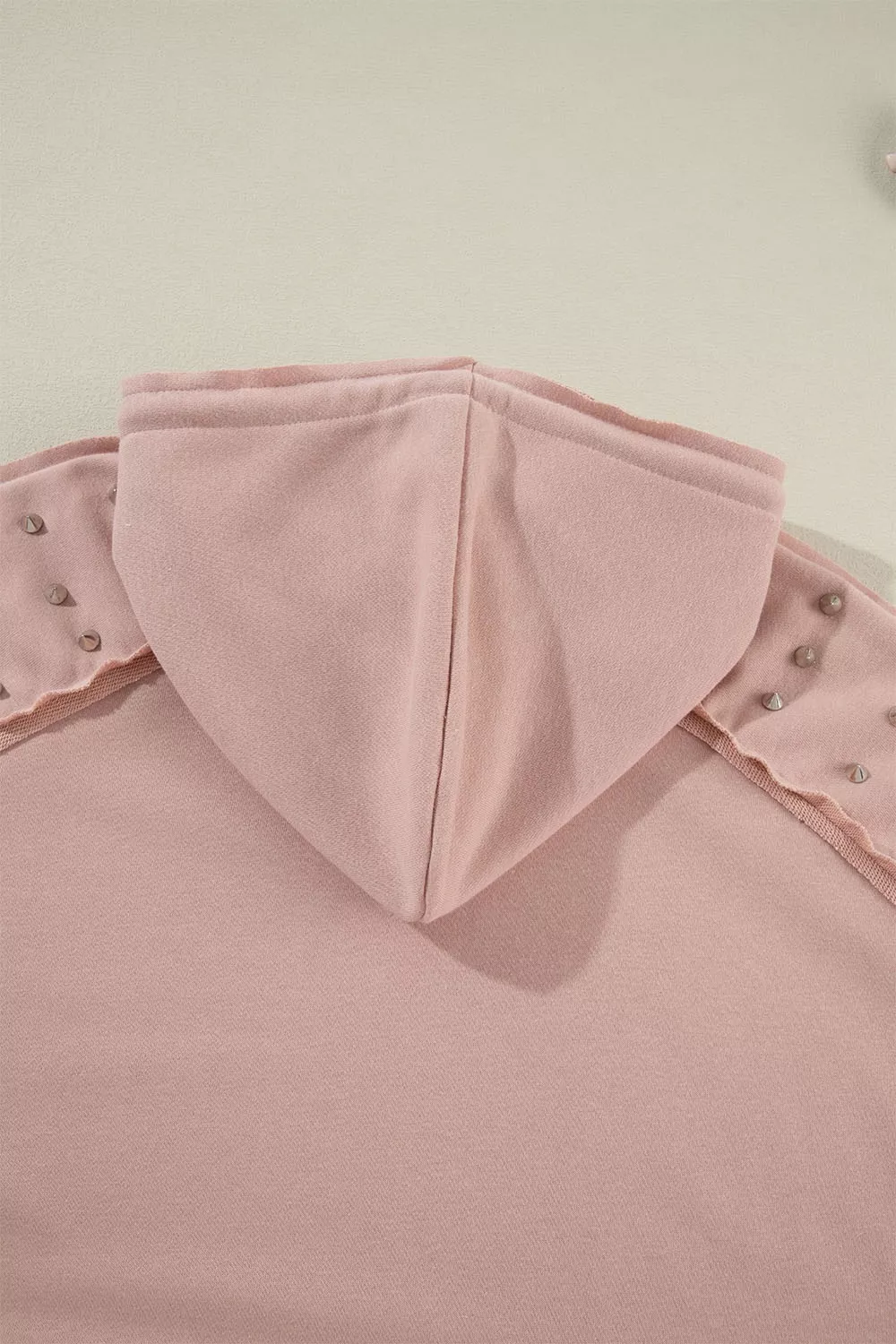 Drawstring Studded Shoulder Hoodie, image 7