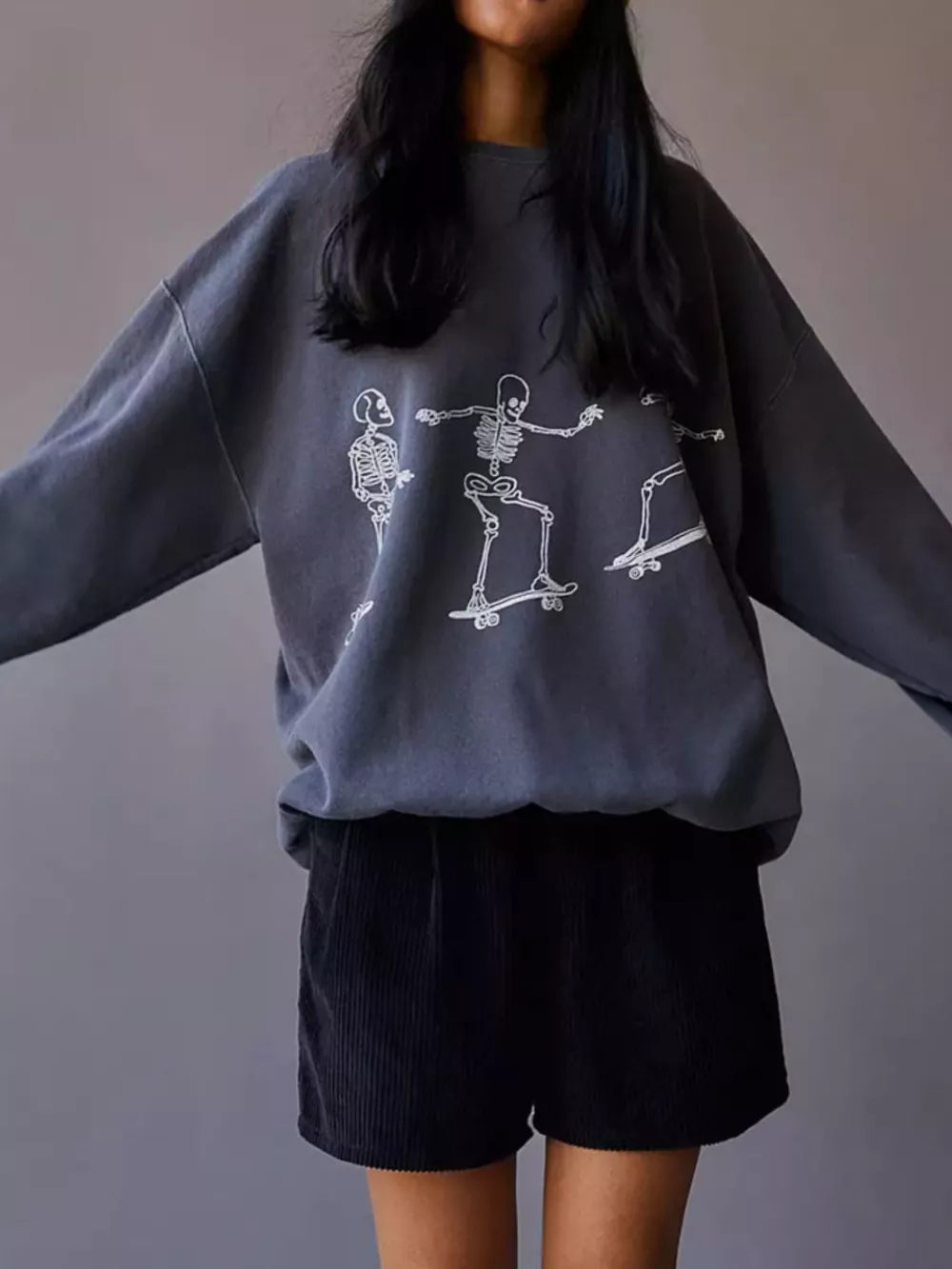 Skeleton Graphic Round Neck Sweatshirt, image 4