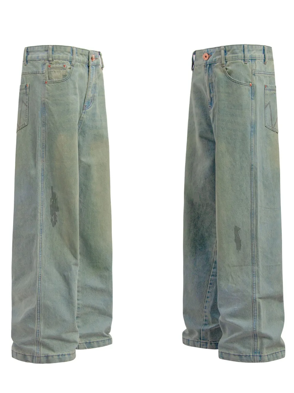 Men's Washed Wide Leg Baggy Jeans, image 2