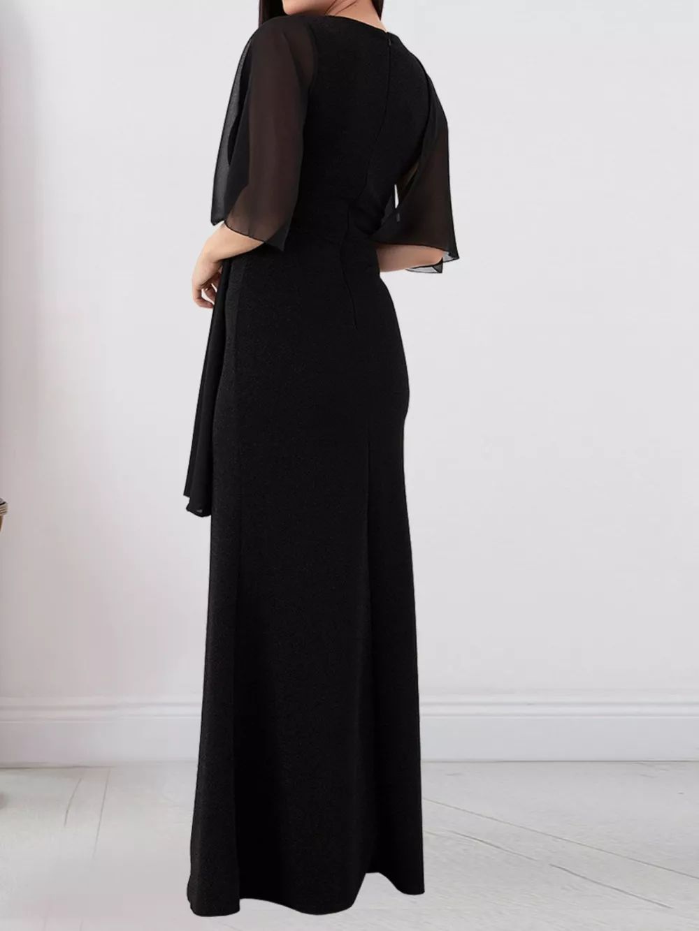Slit Flutter Sleeve Maxi Dress, image 2