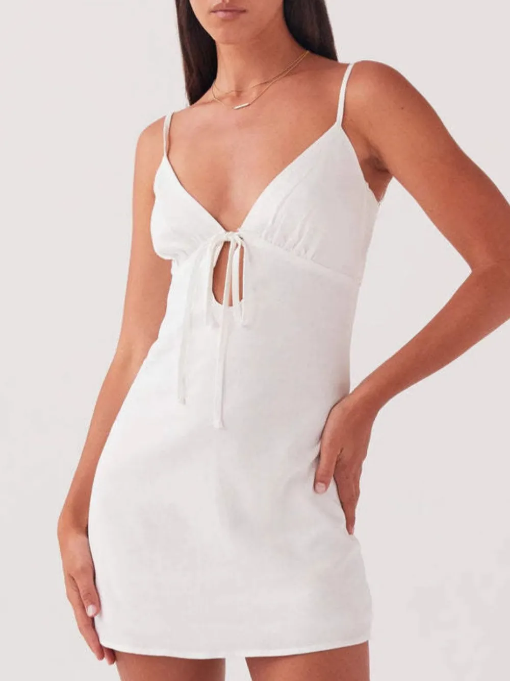 Tie-Front Mini Cami Dress, image 4