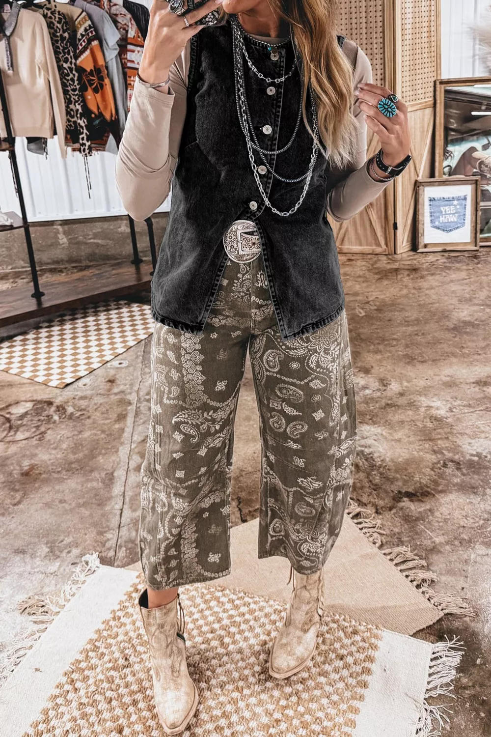 Vintage Wash Button-Down Denim Vest, image 3