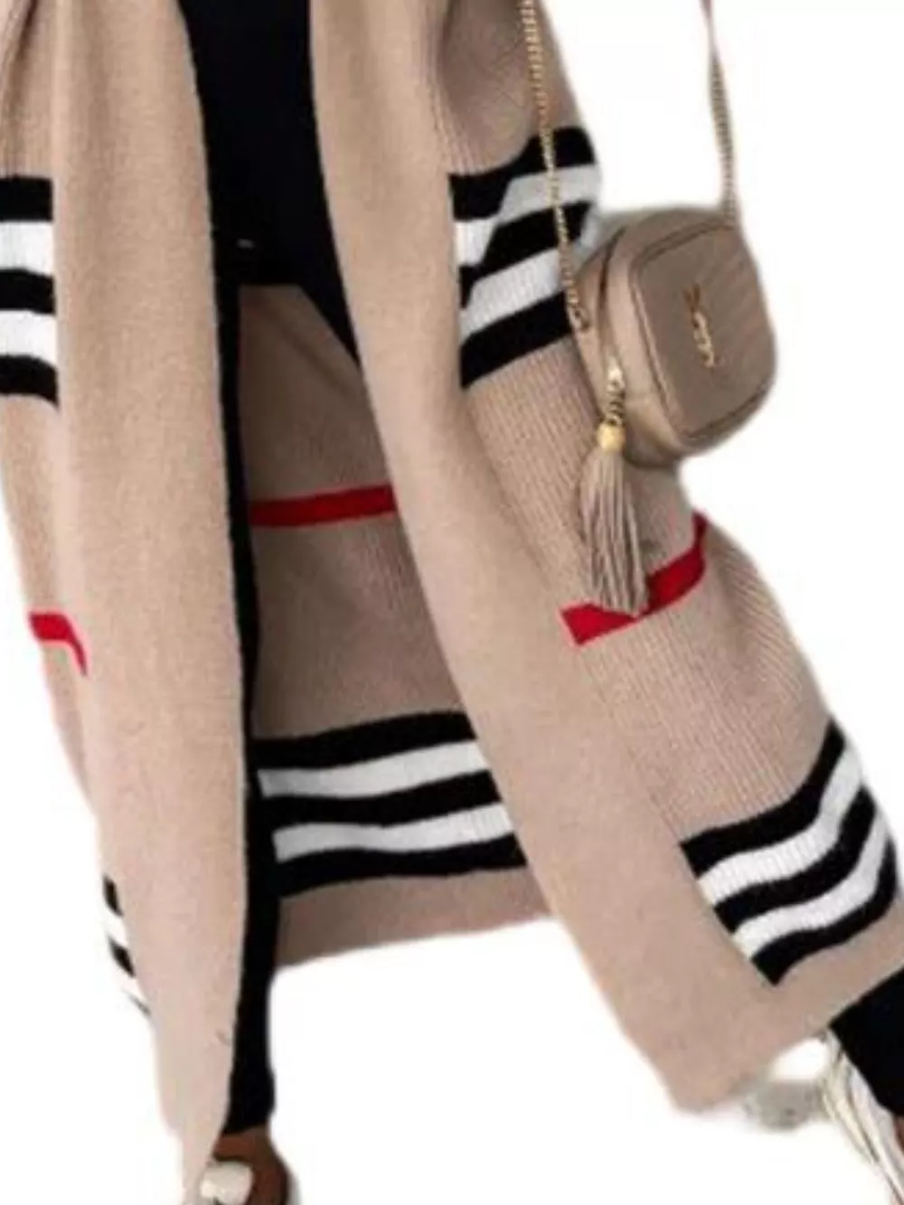 Striped Longline Open Front Cardigan, image 12