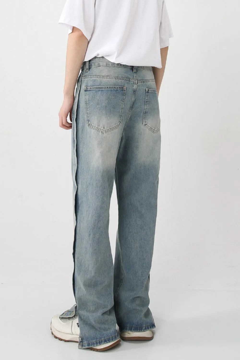 Side Slit Baggy Jeans with Pockets, image 3