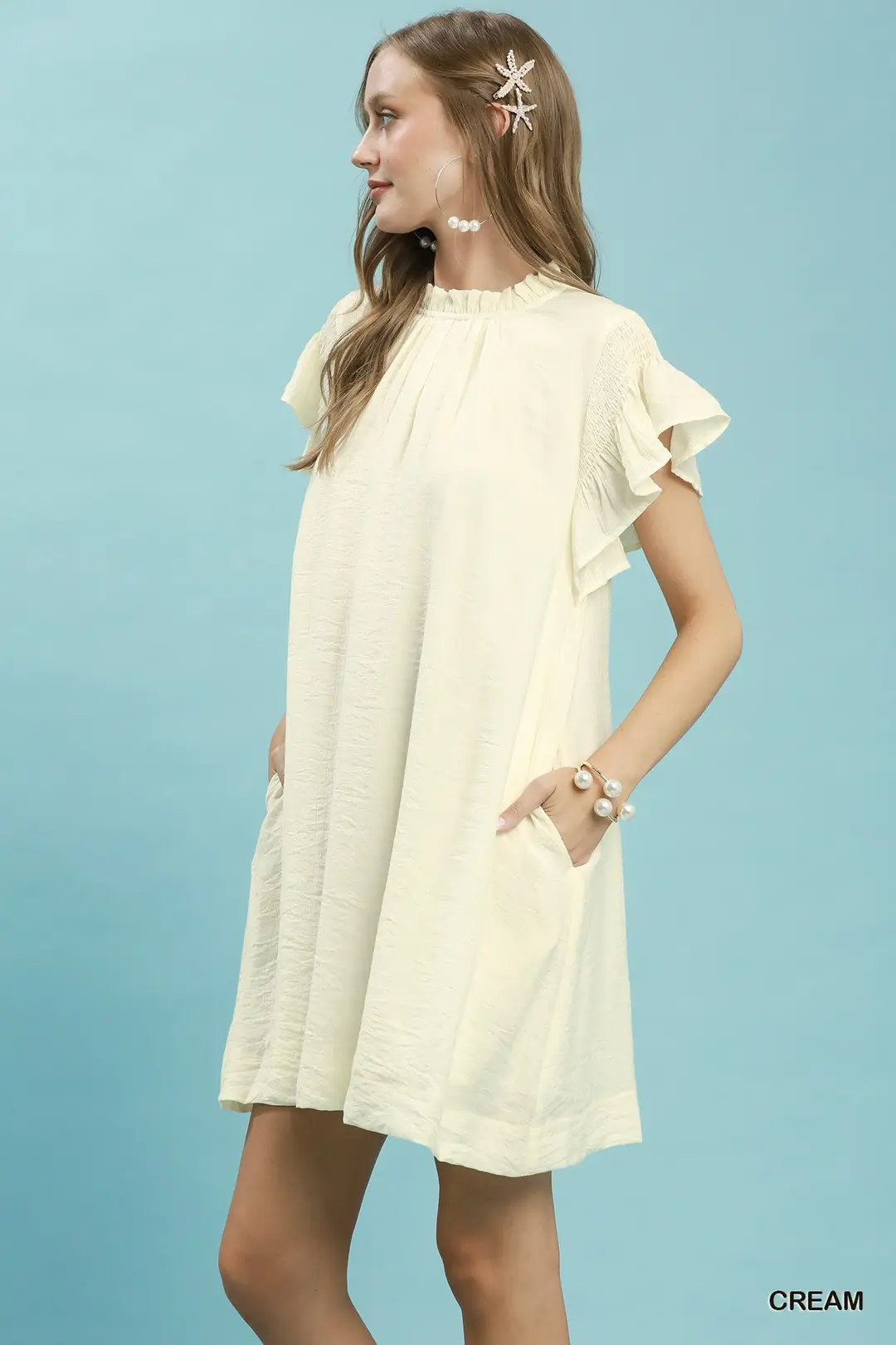 Ruffle Flutter Sleeve Dress, image 2