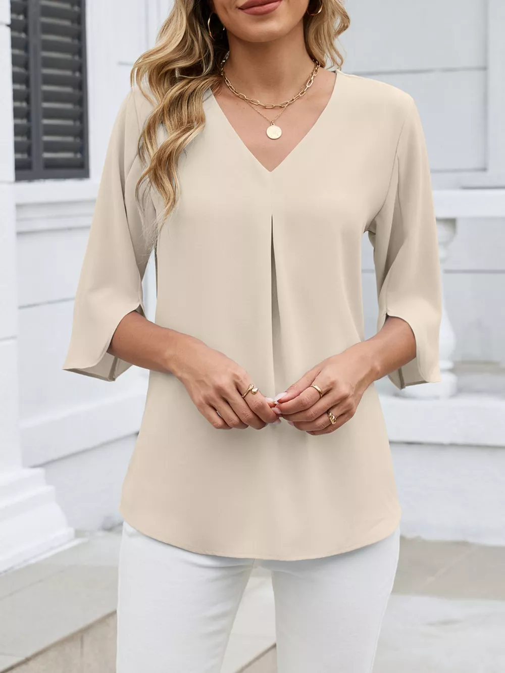 V-Neck 3/4 Sleeve Blouse, image 20