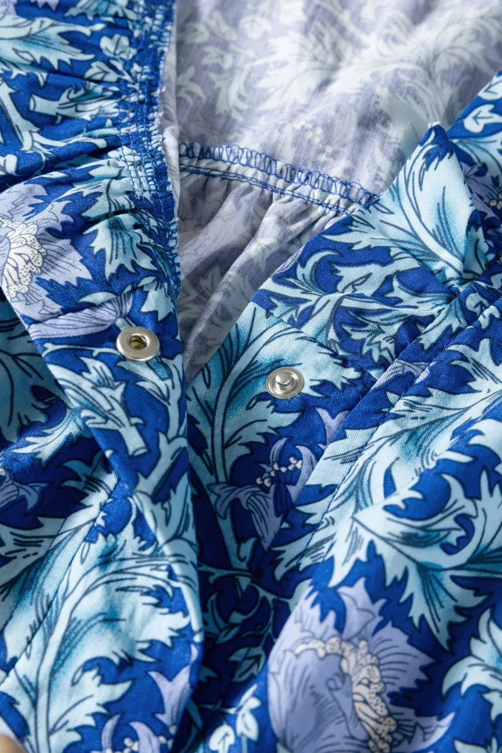Floral Printed Frilled V Neck Bracelet Sleeve Long Dress, image 9