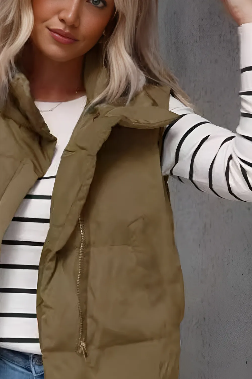 Zip Up Vest Coat with Pockets, image 7